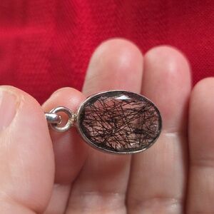 Vintage Black Tourmaline Rutilated Quartz Pendant